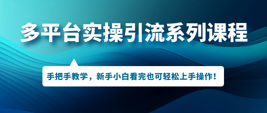 多平台实操引流系列课程，手把手教学，新手小白看完也可轻松上手引流操作！-喃哩哩