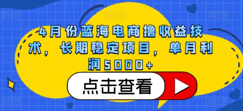 4月份蓝海电商撸收益技术，长期稳定项目，单月利润5000+-喃哩哩