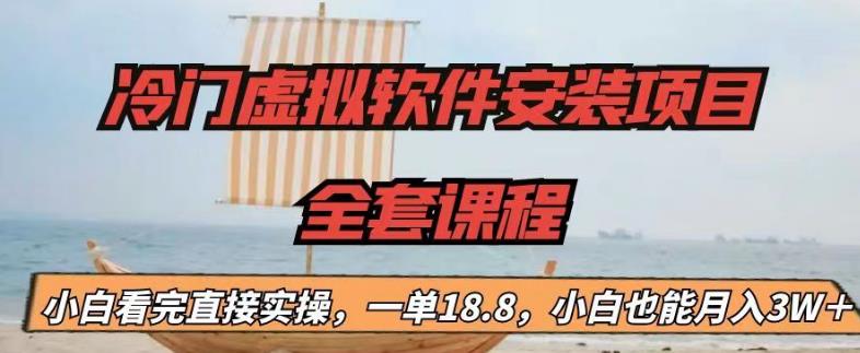 冷门虚拟软件安装项目，一单18.8，小白也能月入3W＋-喃哩哩