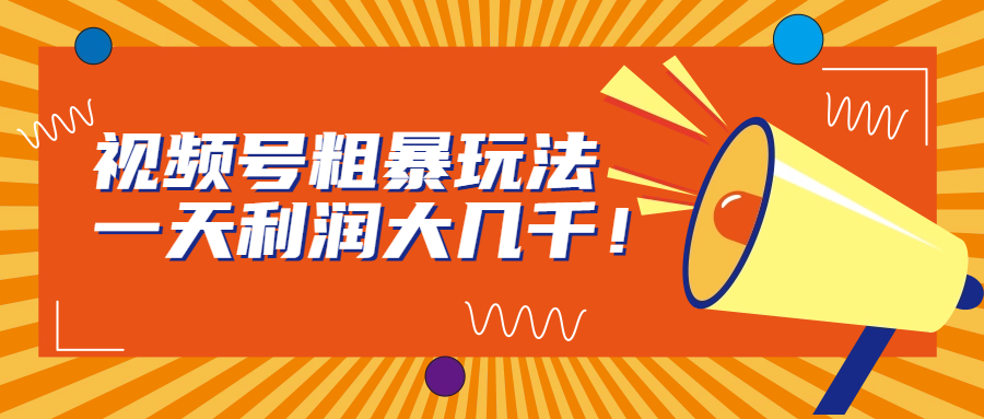 视频号粗暴玩法，一天利润大几千！-喃哩哩