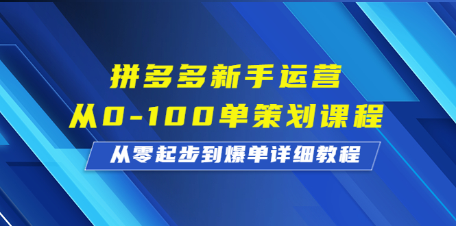 拼多多新手运营从0-100单策划课程，从零起步到爆单详细教程-喃哩哩