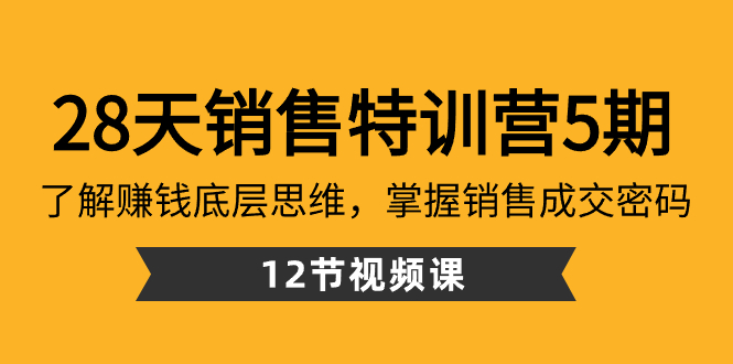 28天·销售特训营5期：了解赚钱底层思维，掌握销售成交密码（12节课）-喃哩哩