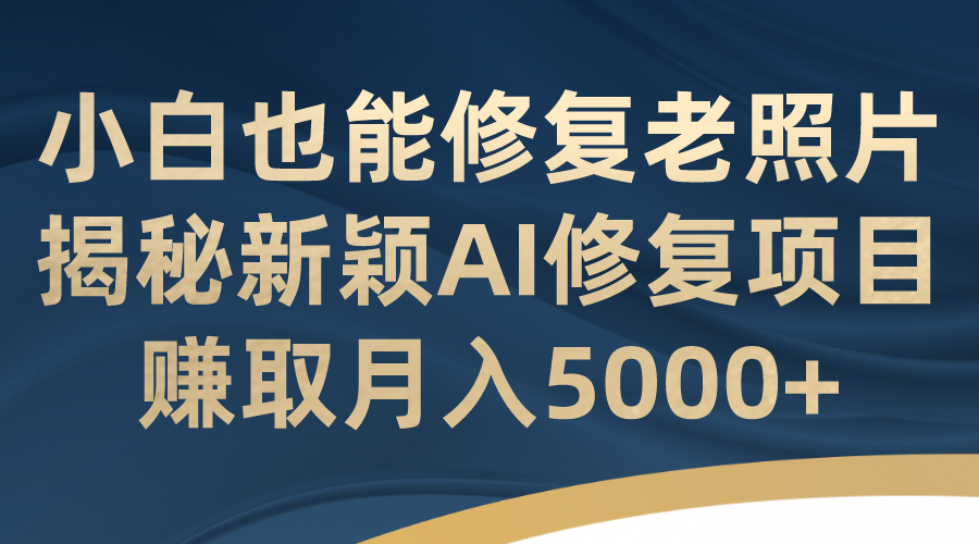 小白也能修复老照片！揭秘新颖AI修复项目，赚取月入5000+-喃哩哩