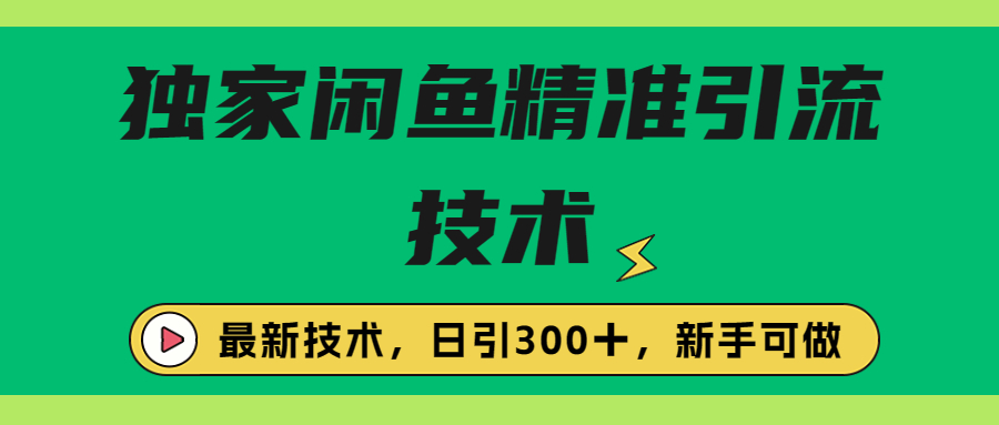独家闲鱼引流技术，日引300＋实战玩法-喃哩哩