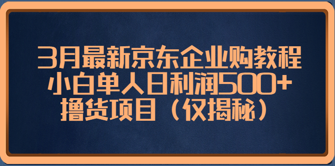 3月最新京东企业购教程，小白单人日利润500+撸货项目（仅揭秘）-喃哩哩