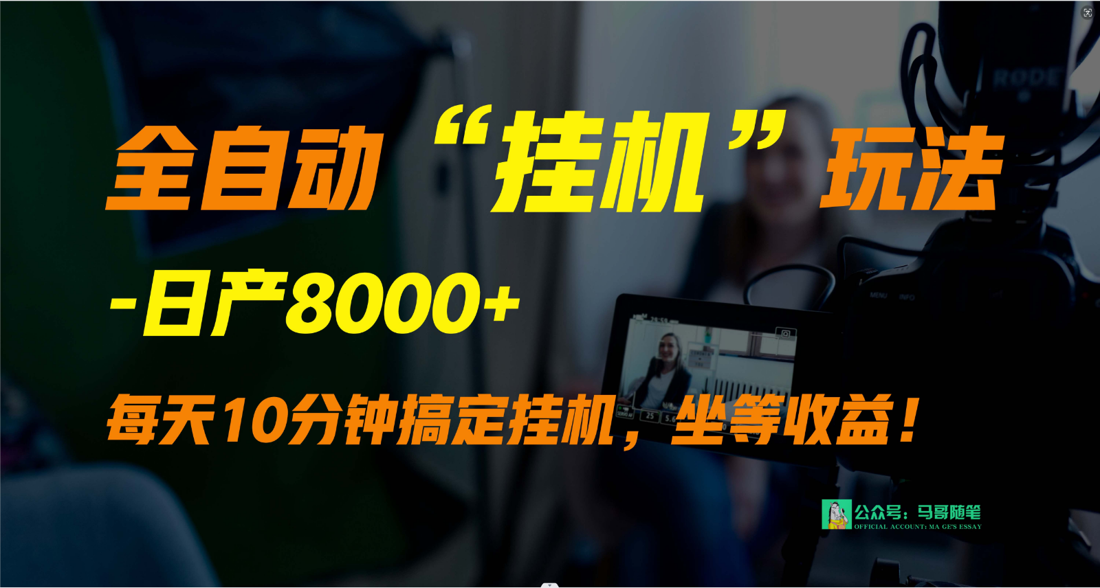 外面卖1980的全自动“挂机”玩法，实现睡后收入，日产8000+-喃哩哩