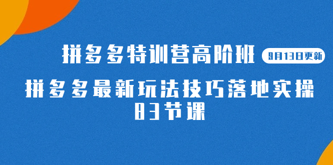 2023拼多多·特训营高阶班【9月19日更新】拼多多最新玩法技巧落地实操-83节-喃哩哩
