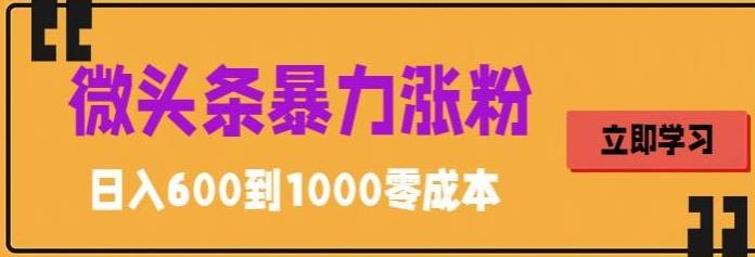 微头条暴力涨粉技巧搬运文案就能涨几万粉丝，简单0成本，日赚600-喃哩哩
