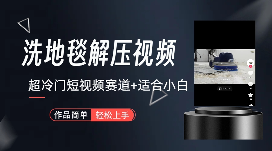 超冷门抖音短视频赛道-清洗地毯解压视频-简单无脑怼作品（教程+素材）-喃哩哩