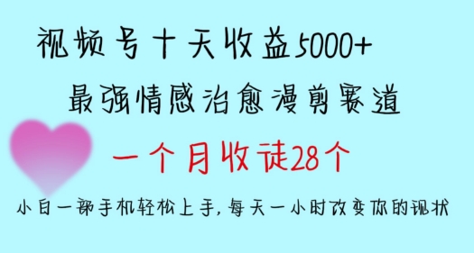 十天收益5000+，多平台捞金，视频号情感治愈漫剪，一个月收徒28个，小白一部手机轻松上手-喃哩哩