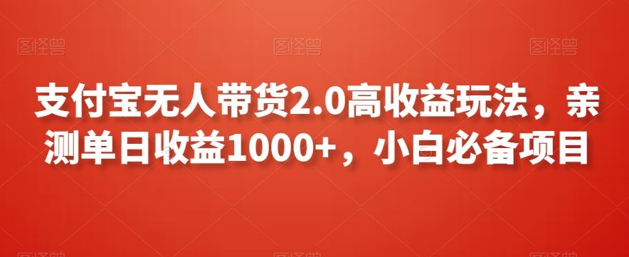 支付宝无人带货2.0高收益玩法，亲测单日收益1000+，小白必备项目【揭秘】-喃哩哩