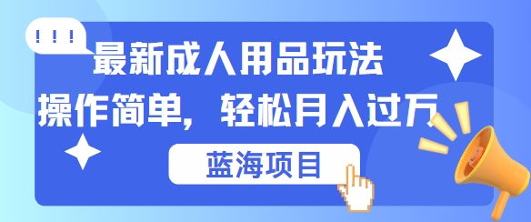 最新成人用品项目玩法，操作简单，动动手，轻松日入几张【揭秘】-喃哩哩
