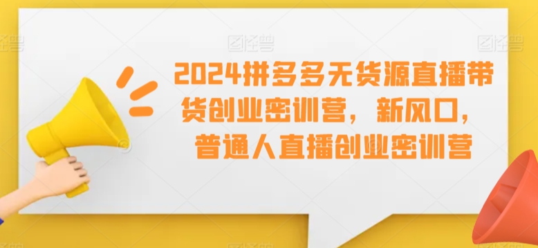 2024拼多多无货源直播带货创业密训营，新风口，普通人直播创业密训营-喃哩哩