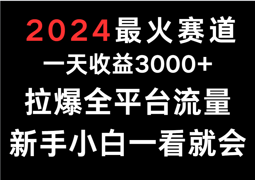 2024最火赛道，一天收一3000+.拉爆全平台流量，新手小白一看就会-喃哩哩