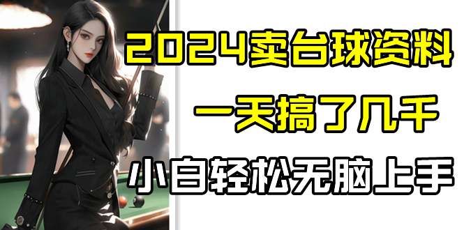 2024卖台球资料，一天搞了几千，小白轻松无脑上手-喃哩哩