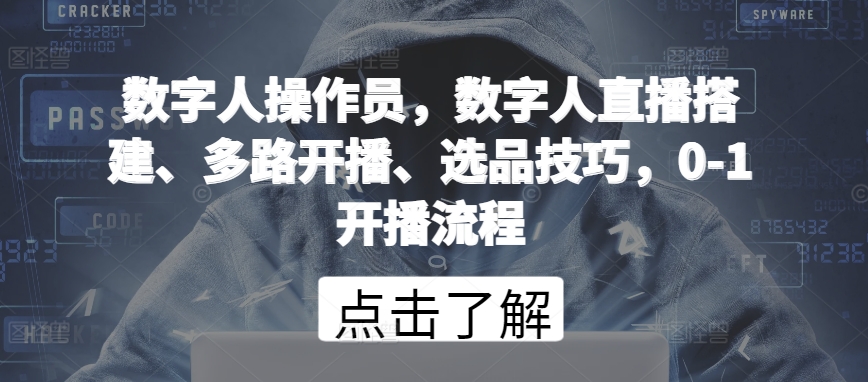 数字人操作员，数字人直播搭建、多路开播、选品技巧，0-1开播流程-喃哩哩