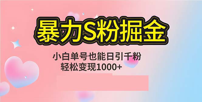 单人单机日引千粉，变现1000+，S粉流量掘金计划攻略-喃哩哩