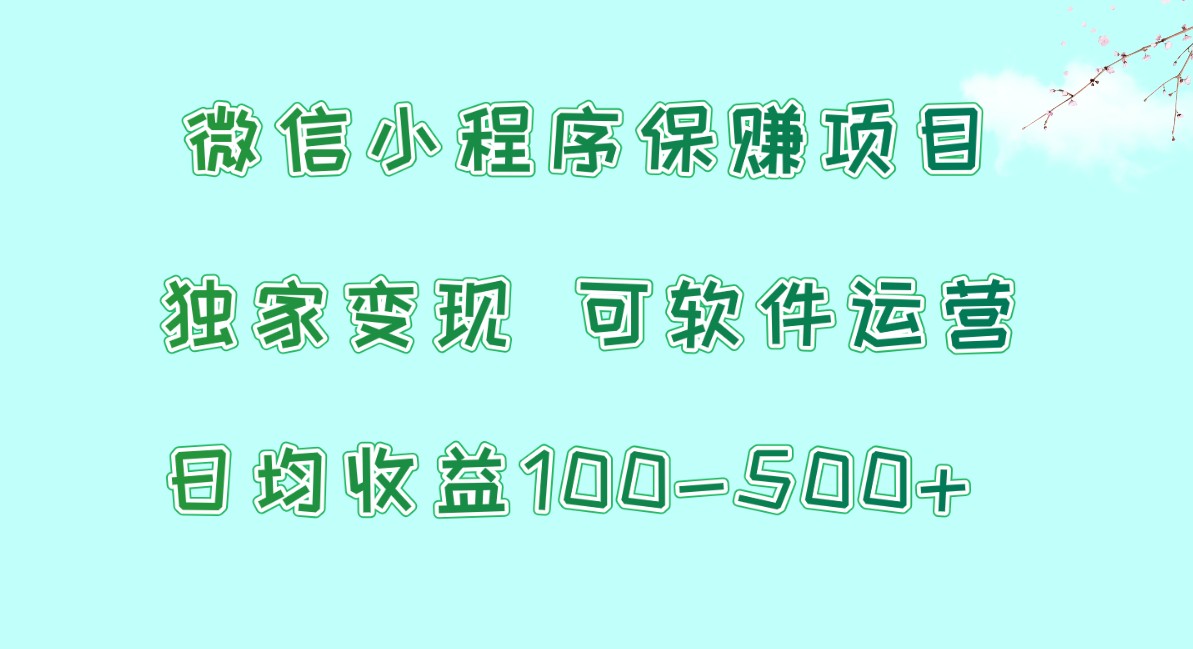 微信小程序保赚项目，日均收益100~500+，独家变现，可软件运营-喃哩哩