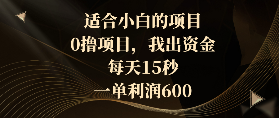 适合小白的项目，0撸项目，我出资金，每天15秒，一单利润600-喃哩哩