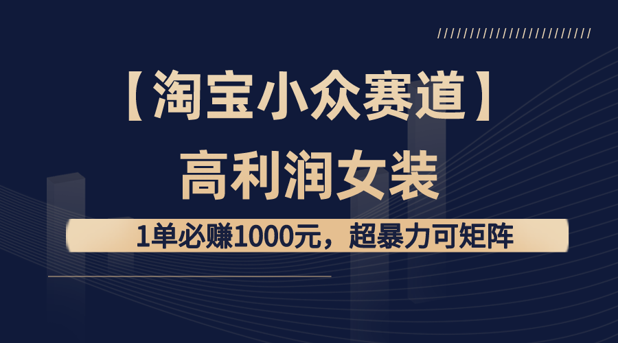【淘宝小众赛道】高利润女装：1单必赚1000元，超暴力可矩阵-喃哩哩