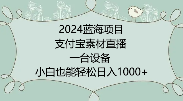 2024年蓝海项目，支付宝素材直播，无需出境，小白也能日入1000+ ，实操教程-喃哩哩