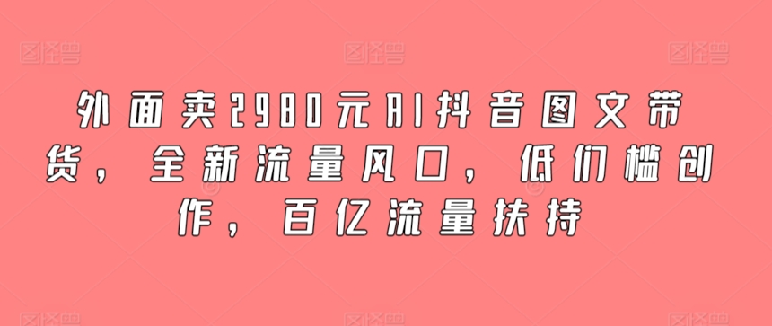 外面卖2980元AI抖音图文带货，全新流量风口，低们槛创作，百亿流量扶持-喃哩哩