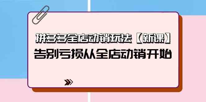 （9974期）拼多多全店动销玩法【新课】，告别亏损从全店动销开始（4节视频课）-喃哩哩
