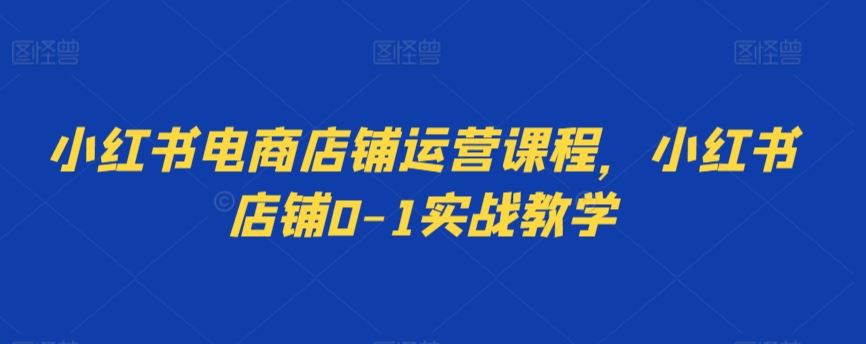 小红书电商店铺运营课程，小红书店铺0-1实战教学-喃哩哩