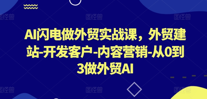 AI闪电做外贸实战课，​外贸建站-开发客户-内容营销-从0到3做外贸AI-喃哩哩