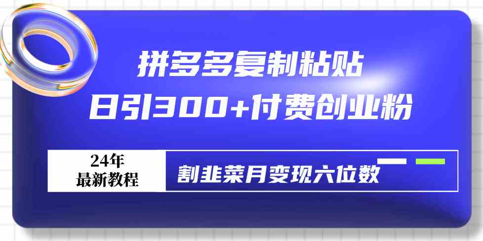 （9129期）拼多多复制粘贴日引300+付费创业粉，割韭菜月变现六位数最新教程！-喃哩哩