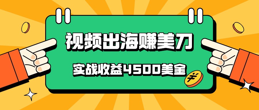 国内爆款视频出海赚美刀，实战收益4500美金，批量无脑搬运，无需经验直接上手-喃哩哩