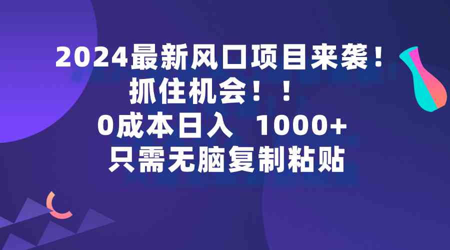 （9899期）2024最新风口项目来袭，抓住机会，0成本一部手机日入1000+，只需无脑复…-喃哩哩