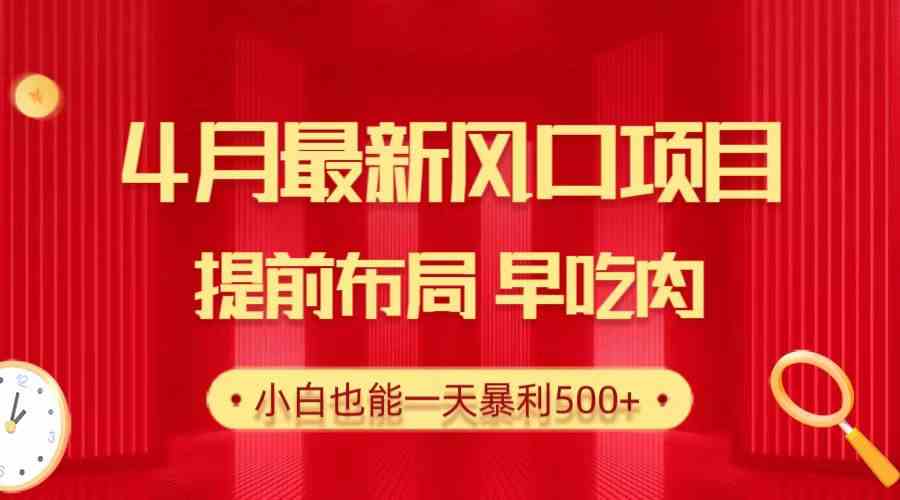 （10137期）28.4月最新风口项目，提前布局早吃肉，小白也能一天暴利500+-喃哩哩