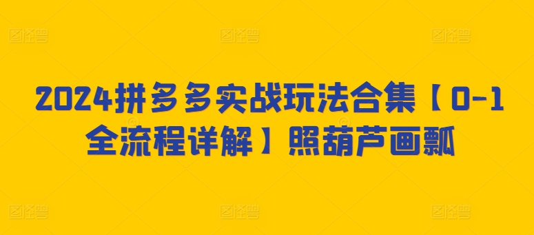 2024拼多多实战玩法合集【0-1全流程详解】照葫芦画瓢-喃哩哩