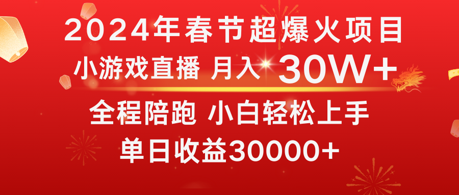 龙年2024过年期间，最爆火的项目 抓住机会 普通小白如何逆袭一个月收益30W+-喃哩哩