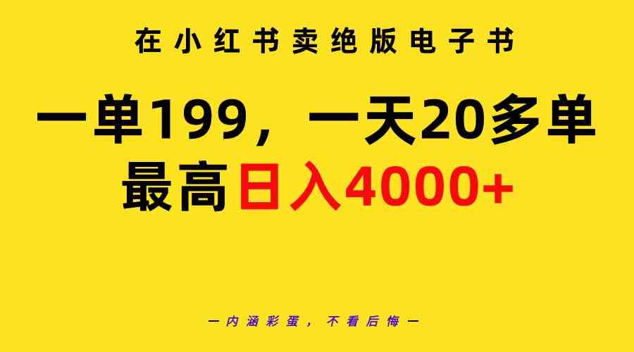 （9401期）在小红书卖绝版电子书，一单199 一天最多搞20多单，最高日入4000+教程+资料-喃哩哩