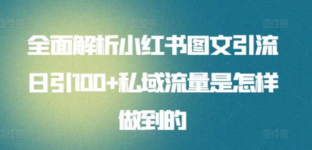 全面解析小红书图文引流日引100+私域流量是怎样做到的-喃哩哩