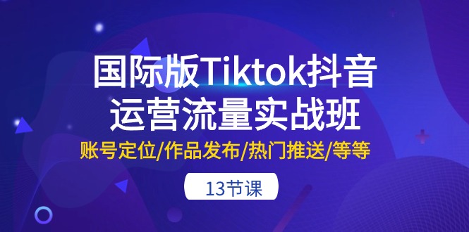（10712期）国际版Tiktok抖音运营流量实战班：账号定位/作品发布/热门推送/等等-13节-喃哩哩