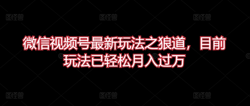 微信视频号最新玩法之狼道，目前玩法已轻松月入过万-喃哩哩