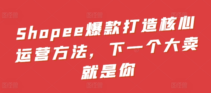 Shopee爆款打造核心运营方法，下一个大卖就是你-喃哩哩