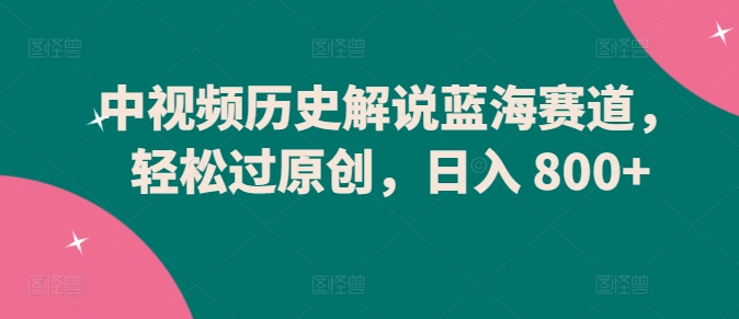 中视频历史解说蓝海赛道，轻松过原创，日入 800+-喃哩哩