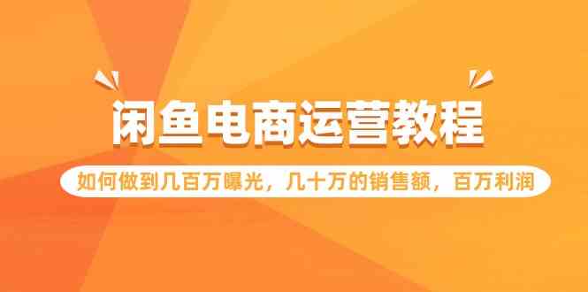 （9560期）闲鱼电商运营教程：如何做到几百万曝光，几十万的销售额，百万利润.-喃哩哩
