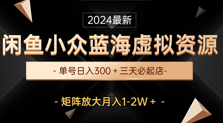 （10336期）最新闲鱼小众蓝海虚拟资源，单号日入300＋，三天必起店，矩阵放大月入1-2W-喃哩哩