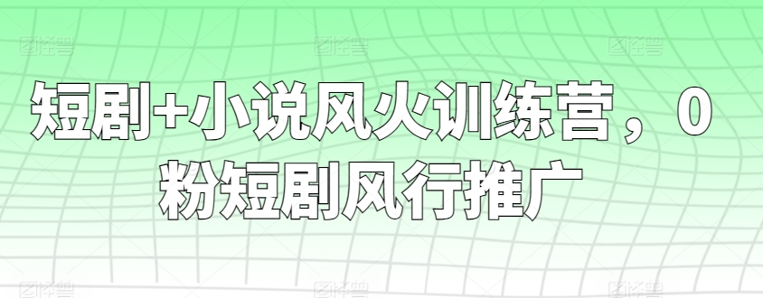 短剧+小说风火训练营，0粉短剧风行推广-喃哩哩