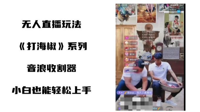打海椒无人直播整蛊项目，小白轻松上手撸音浪收割器（教程+工具+素材）-喃哩哩