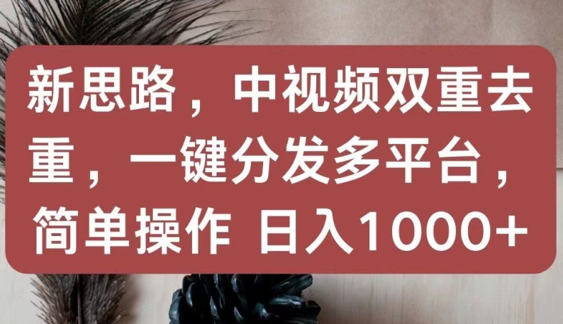 新思路，中视频双重去重，一键分发多平台，简单操作，日入1000+-喃哩哩