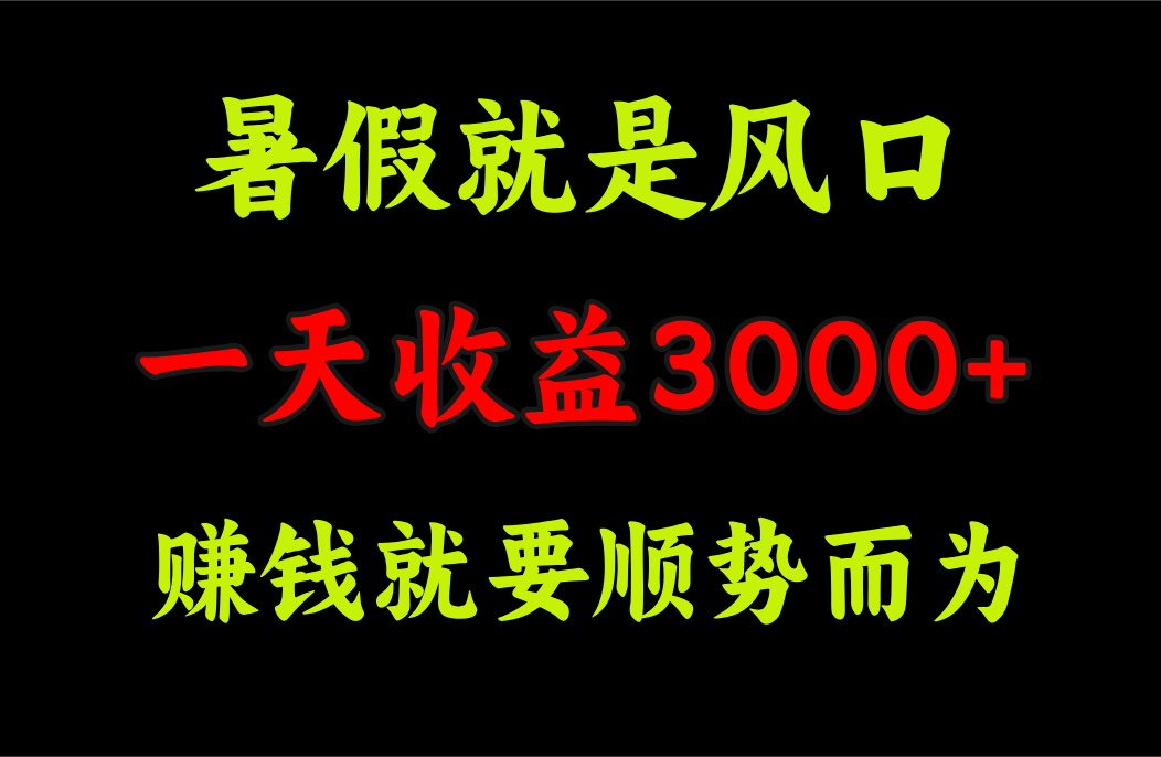 一天收益3000+ 赚钱就是顺势而为，暑假就是风口-喃哩哩