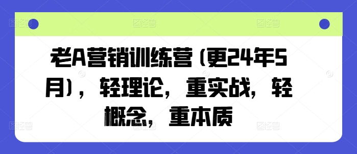 老A营销训练营(更24年9月)，轻理论，重实战，轻概念，重本质-喃哩哩