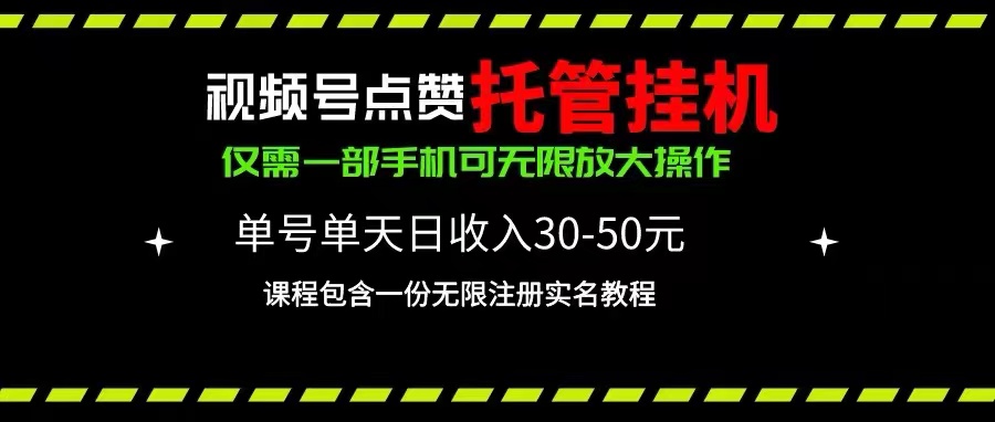 （10644期）视频号点赞托管挂机，单号单天利润30~50，一部手机无限放大（附带无限…-喃哩哩
