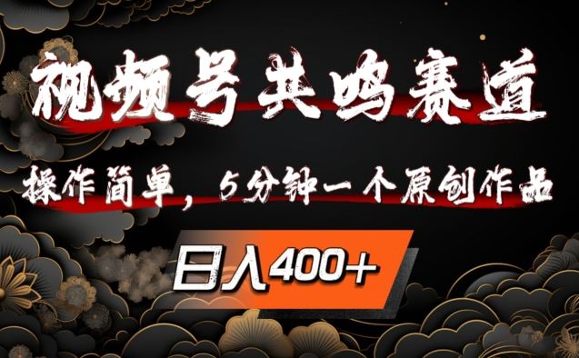 视频号共鸣赛道，操作简单，5分钟1个原创作品，日入几张【揭秘】-喃哩哩
